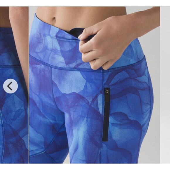 Lululemon Blue Run It Out High Waist Full Length Midnight Tulle Yoga Zip Pant S - Picture 3 of 15